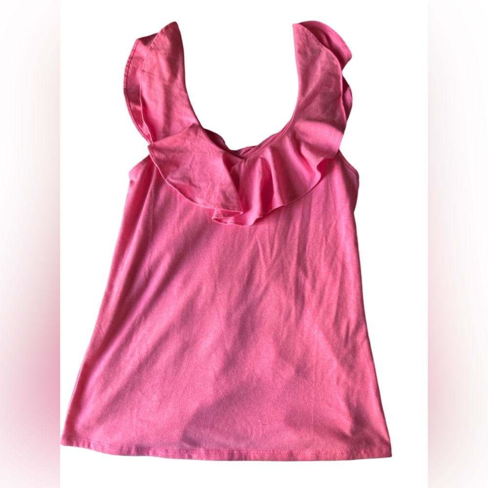 Lily Pulitzer Ruffled Neck Pink Tank Top - Size Small